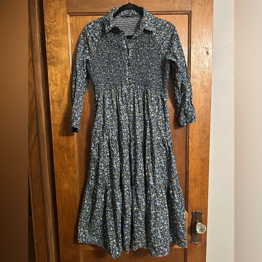 Duffield Lane Stephanie Dress Green Floral Midi Medium